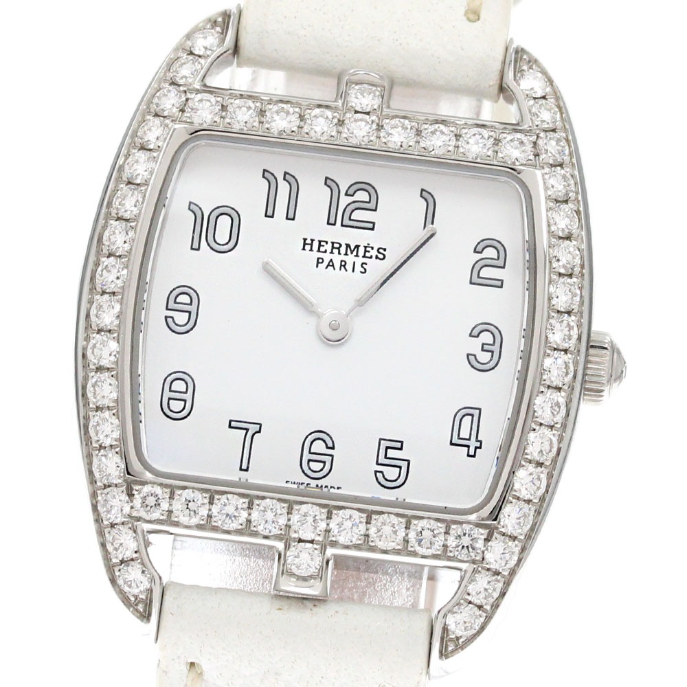 エルメス HERMES CT1.230 ケープコッド ダイヤベゼル クォーツ レディース 良品 箱・保証書付き_860044【中古】