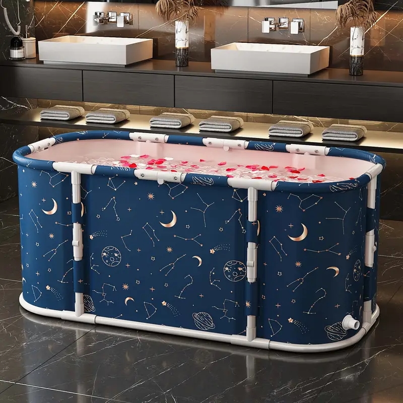 折りたたみバスタブホットタブポータブルソーキングバス省スペースシャワー＆ソーキングバス保温機能付きインフレータブルフリーバス小型コンパクトラウンドアダルトバス屋外用折り畳み式小スペース対応