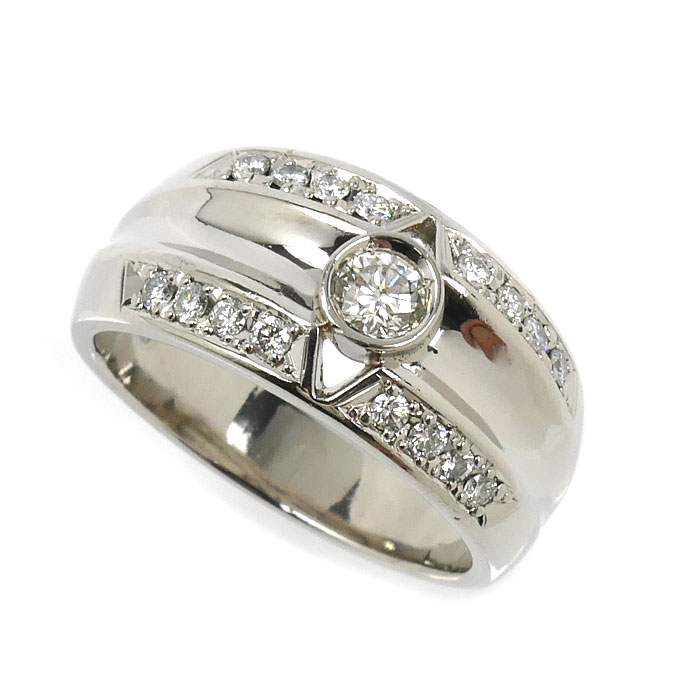 Pt900プラチナ リング・指輪 ダイヤモンド0.21ct/0.35ct 20号 16.4g メンズ 中古