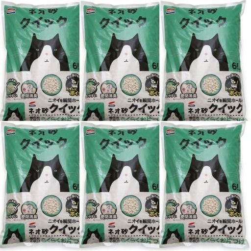 ネオ・ルーライフ ネオ砂 クイック トイレに流せる猫砂 6L 6袋セット (ケース販売)
