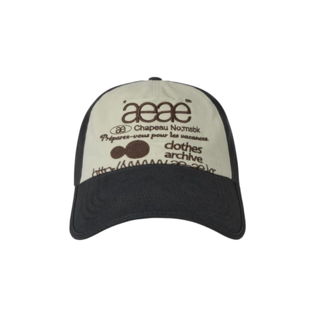 AEAE WEB LOGO 5 PANNEL BALL CAP NAVYIVORY AE44FUCA006NIV