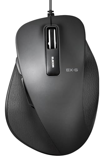 エレコム マウス 有線 Lサイズ 5ボタン (戻る・進むボタン搭載) 静音 BlueLED 握りの極み ブラック M-XGL10UBSBK