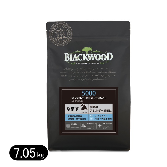 ブラックウッド 5000 なまず 7.05kg ドッグフード 全犬種　離乳後老齢期 BLACKWOOD