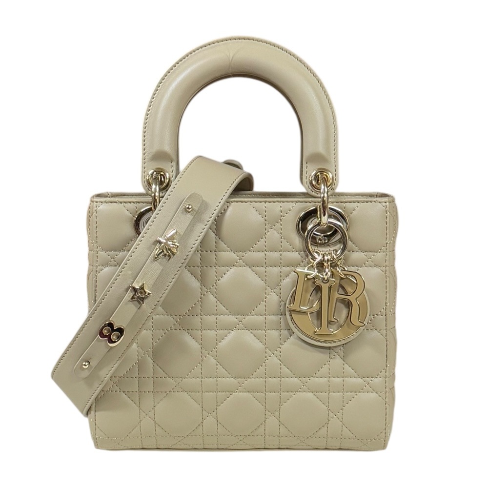 ディオール レディディオール スモール カナージュ ショルダーバッグ レザー M05380CEA.39U ベージュ Dior 中古 美品