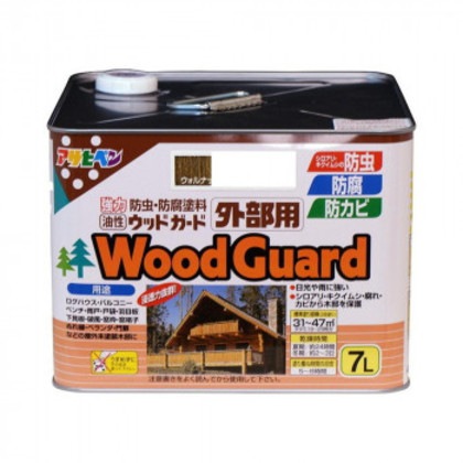 アサヒペン 木部塗料 油性ウッドガード外部用 7L ウォルナット 11 ツヤ消し 防カビ 防虫防腐