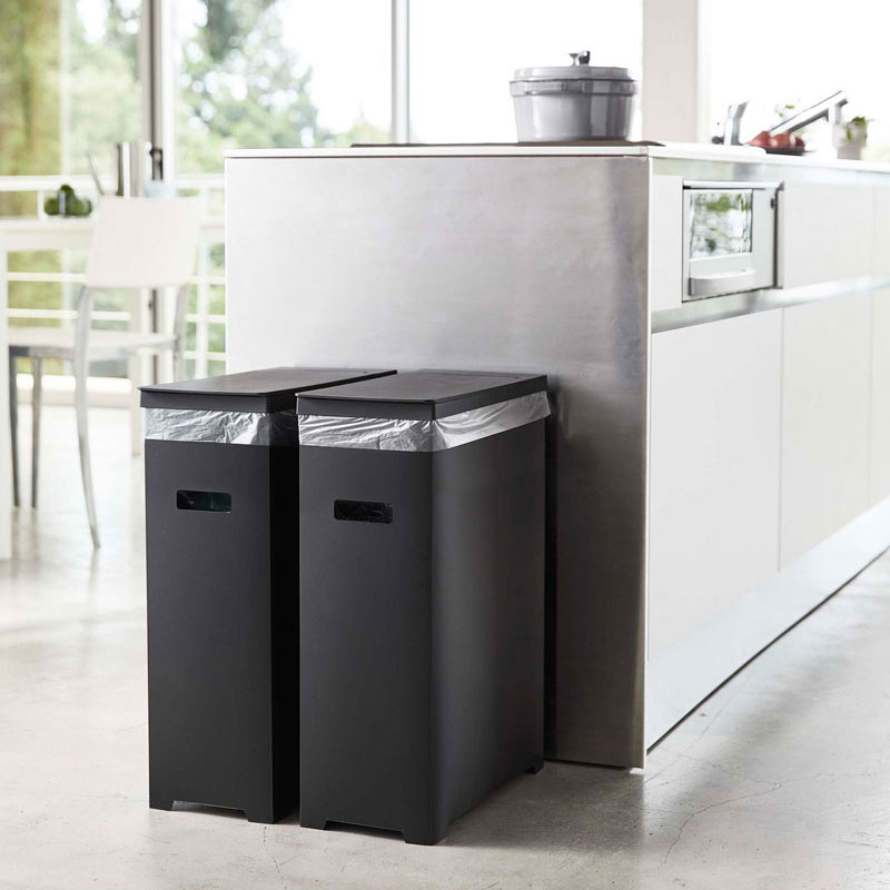 アイデア商品 キッチンゴミ箱 山崎実業 TOWER タワー スリム蓋付きゴミ箱 2個組 ブラック