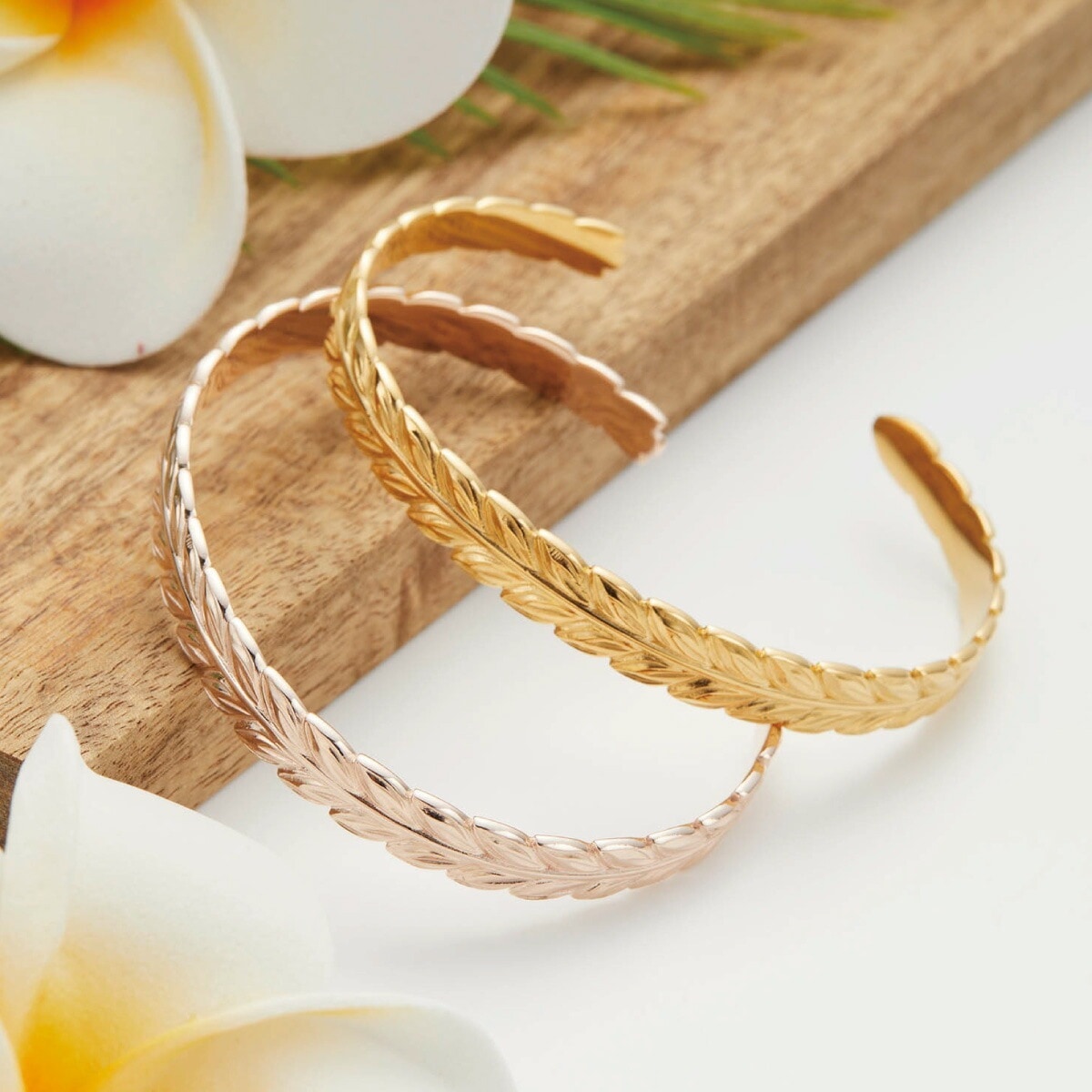 バングル レディース メンズ サージカルステンレス316L製 ハワイアンジュエリー マイレ 葉