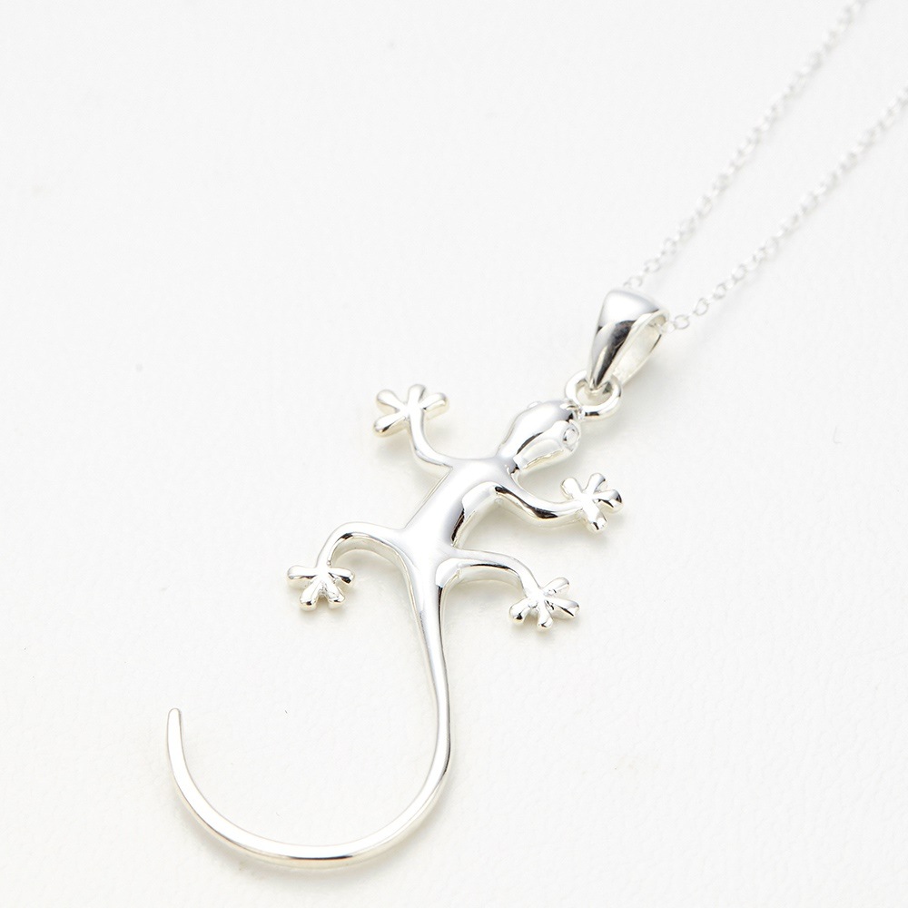 トカゲネックレス シルバー925製 ハワイアンジュエリー イモリ ヤモリ 爬虫類 細身40cm