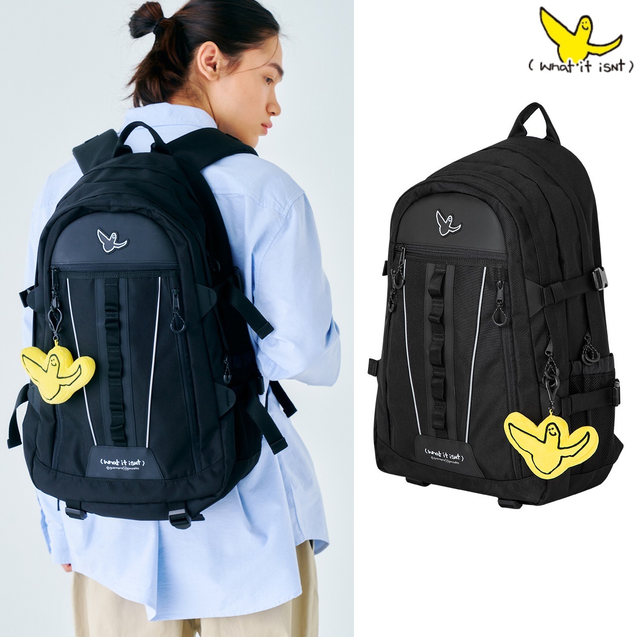 Angel Travel Backpack (+Keyring) 新商品 新学期 韓国人気 韓国ファッション 男女共用 カップルアイテム ストリートファッション カジュアルバッグ 学生バッグ