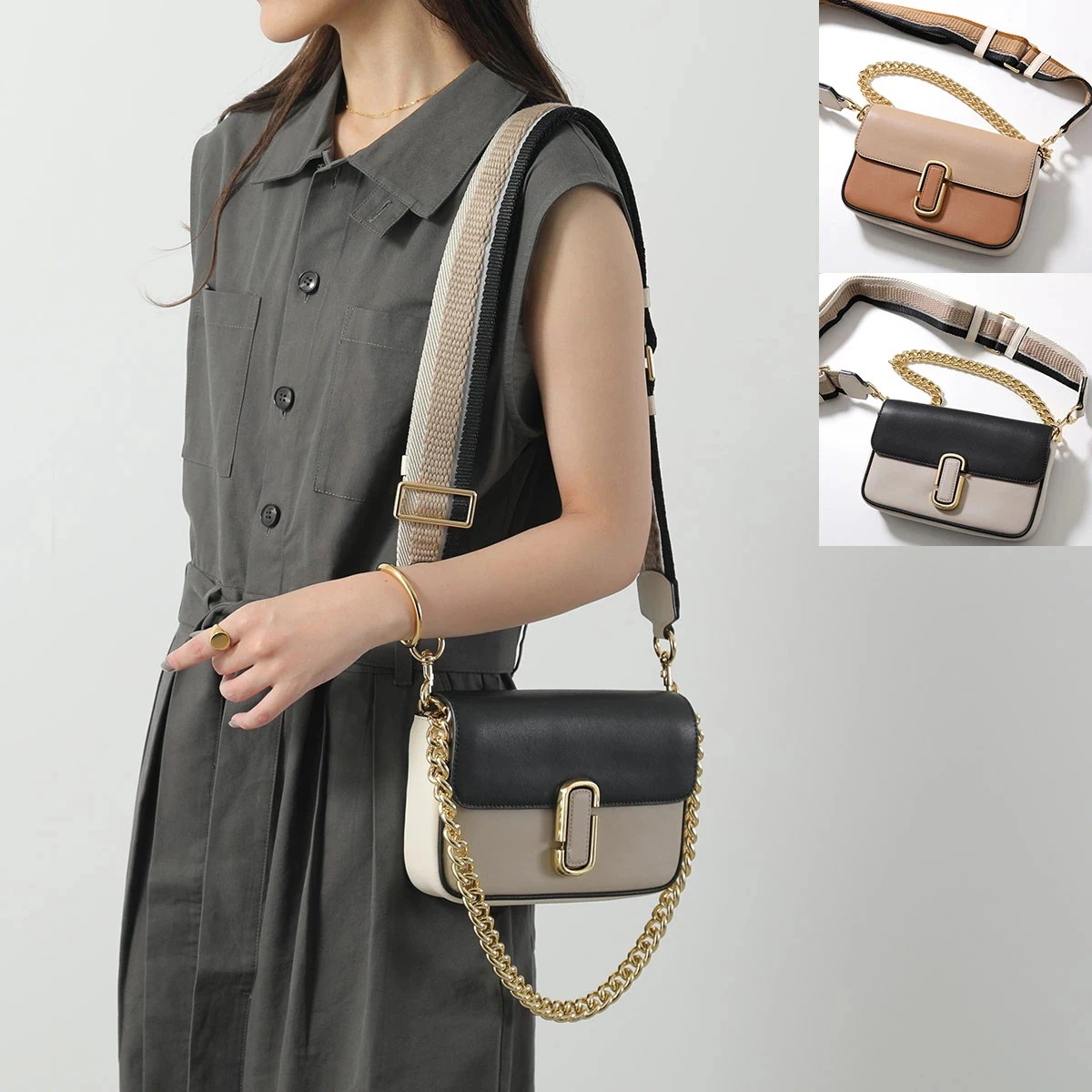 MARC JACOBS マークジェイコブス ショルダーバッグ H966L01PF22 レディース レザー ハンドバッグ チェーン クラッチバッグ ロゴ 鞄 カラー2色