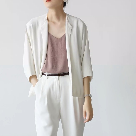 トップス アウター 白トップス 袖あり 7分袖 七分袖 襟付き 大人可愛い きれいめ シンプル 大人 上品 おしゃれ お洒落 かっこいい 大人女子 こなれ感 エレガント 春 夏 秋 2023 10代