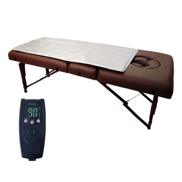 遠赤外線ヒートマット敷きタイプ FORTUNA HEATMAT ホットマット 電気マット エステ 家庭用 自宅用 145cm x 65cm 105W シルバー 温熱マット 温かい