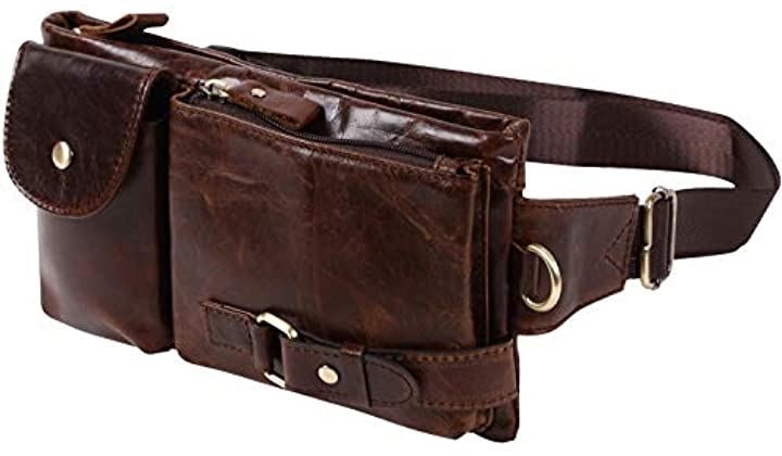 モノライフ ウエストバッグ ウエストポーチ レザー 革 メンズ レディース ヒップバッグ 全5色(オールドコーヒーブラウン)