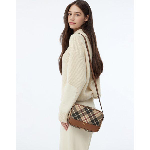 [24FW] [定番商品]ブラウンチェックレザー クロスバッグ WCBA4F779W2