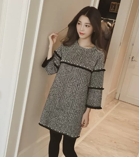 ワンピース デート モテアイテム ミディアム丈 長袖 ウール 可愛い きれいめ 上品 おしゃれ かっこいい 可愛い ラブリー キュート ガーリー クール モード系 セクシー エレガント 存在感