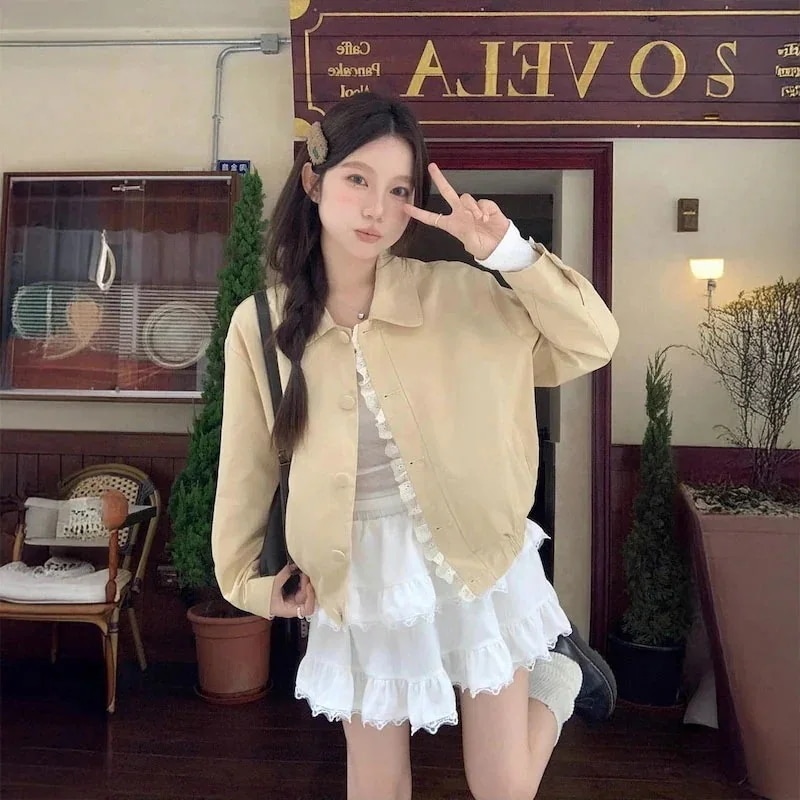 25 韓国 かわいい レディース ベースボールアウター ブルゾンお出かけ黑長袖セクシーシルエットトップスサイドカジュアルファッション系ベースボールサイズフルEC1106 R47