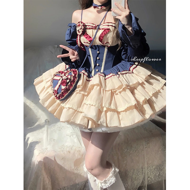 コスプレドレスロリータスカートワンピースbai Xueji スイートサスペンダー ロリータ ロリータ チュチュスカート バレエウエスト 長袖 プリンセスドレス