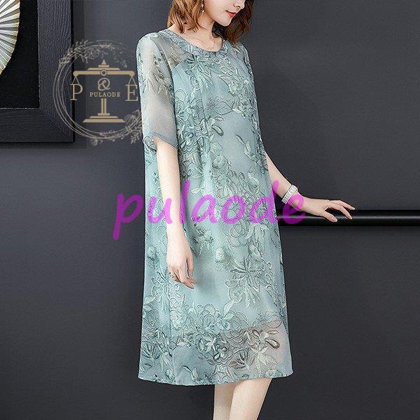 ワンピース レディース 40代 春夏 半袖 きれいめ マキシワンピース ロング 花柄 チュニック 大きいサイズ パーティードレス おしゃれ 韓国風 上品 着痩せ 新品