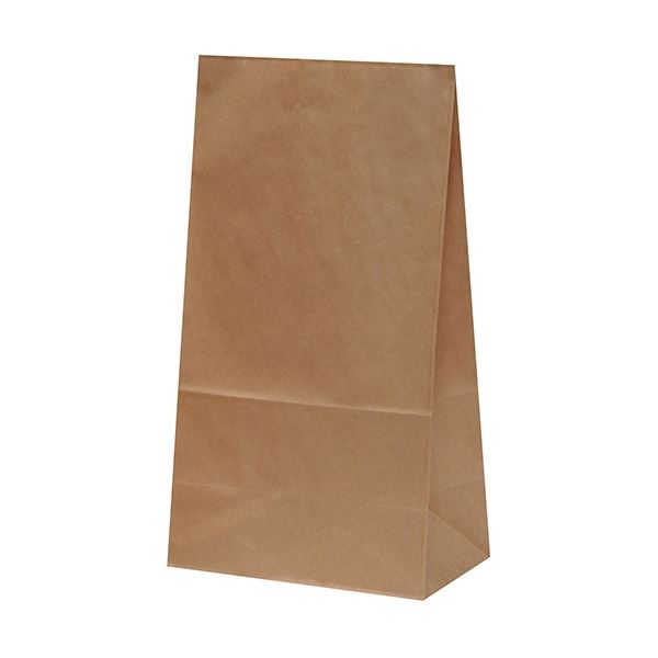 （まとめ）パックタケヤマ 角底袋 未晒 無地 H14mm 1パック（100枚）[x3]