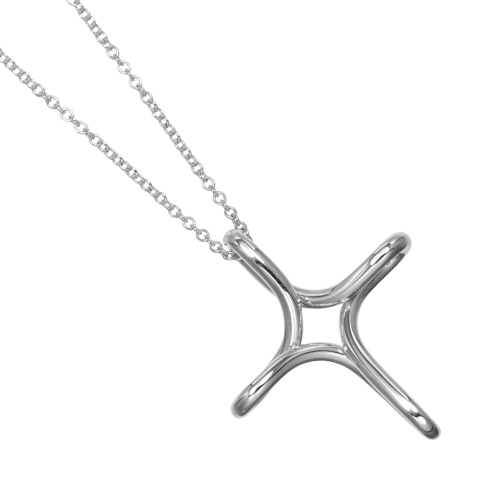 オープンクロス ネックレス シルバー925 約3.25g レディース 中古品 Aランク