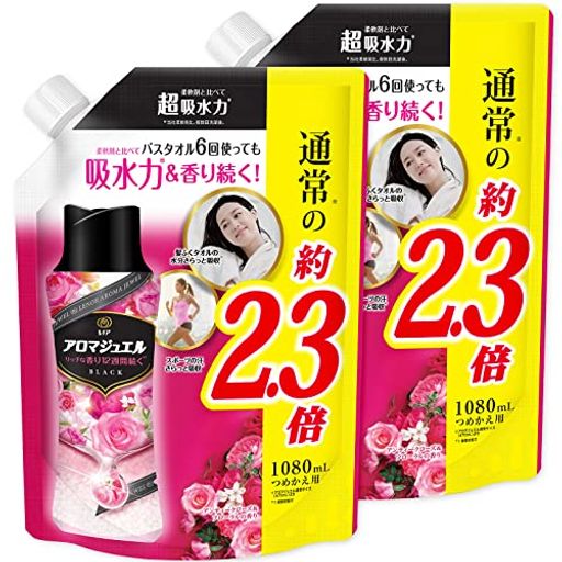 【まとめ買い】 レノア ハピネス アロマジュエル 香り付け専用ビーズ アンティークローズ&フローラル 詰め替え 特大 1080mL × 2個