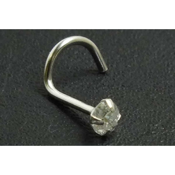14金 ホワイトゴールド ダイヤモンド SI 2.0mm 鼻ピアス 20G ボディピアス ノストリル 本物 高級 20ゲージ 男性 女性 プレゼント 誕生日 記念日 ギフト w14-si-nsc-20