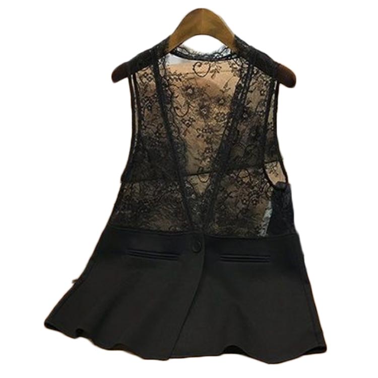 レースベスト レディース ノースリーブ ベスト 夏 春 スタイル 切り替え 体型カバー 無地 シンプル カジュアル オシャレ フォーマル ナチュラル おでかけ 着痩せ