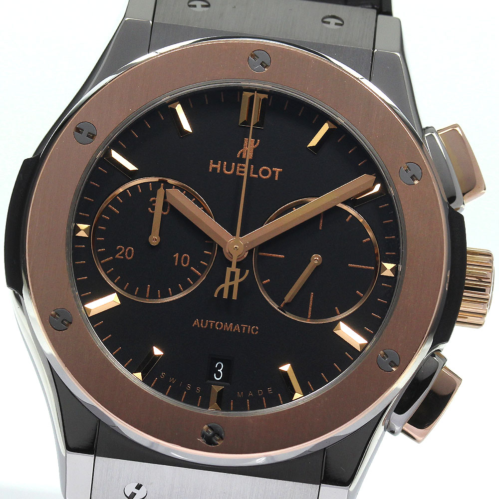 ウブロ HUBLOT 521.NO.1181.LR クラシックフュージョン チタニウム クロノグラフ 自動巻き メンズ 保証書付き_799384【中古】