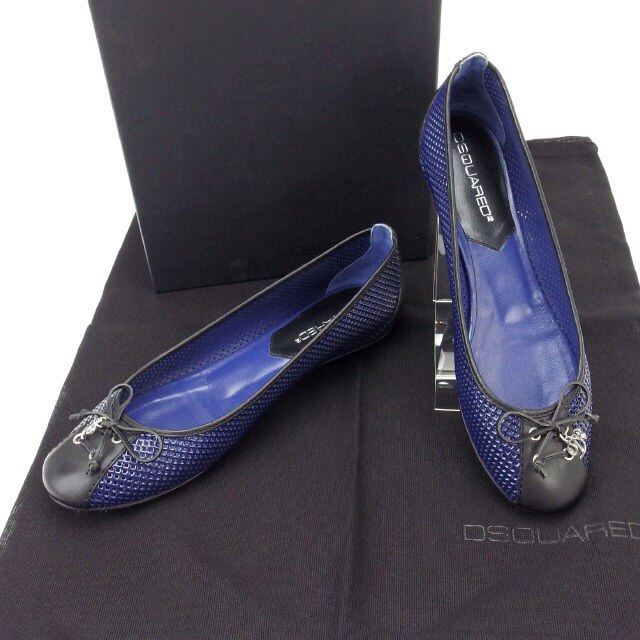 パンプス ＃38 メッシュ ブルー ブラック 中古