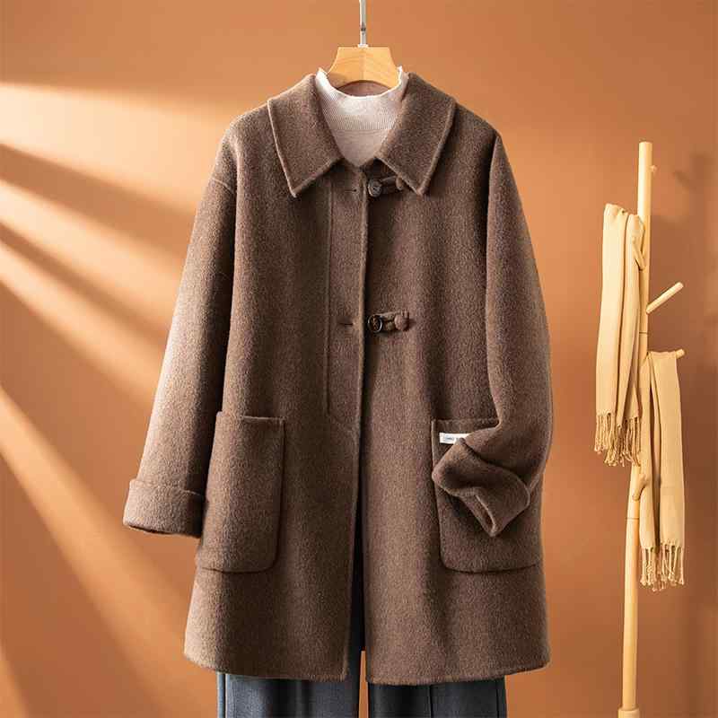 秋服 レディース ファッション オシャレ カワイイ シンプル 大人カワイイ 大きいサイズ ウール コート ミドル丈 ハイエンド フレンチ 13,621円