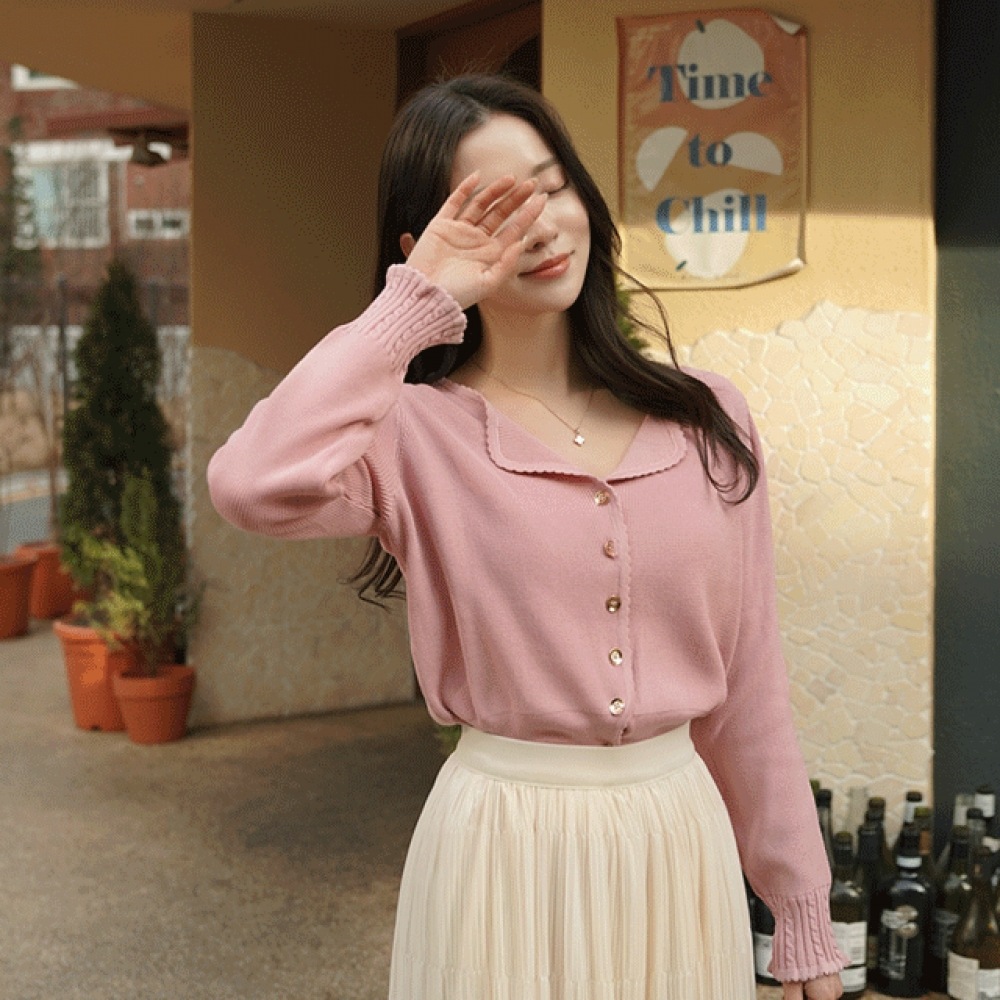 クリック＆ファニージェットリングカラーニットカーディガン