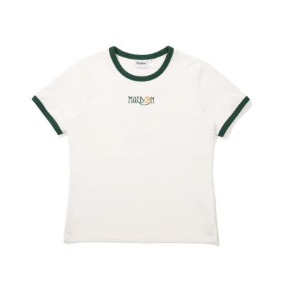 Malbon Golf純正マルボングラフィックリンガーTシャツ オフホワイト（レディース）