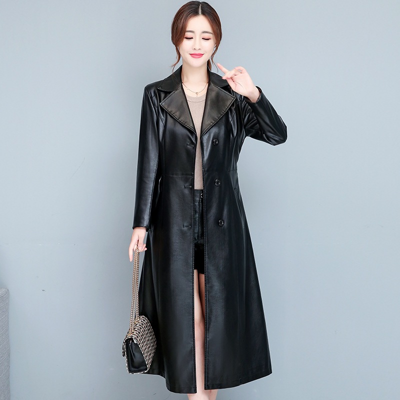 レザーコート ロングコート スプリングコート ライダース 革ジャン レディース アウター 合革 バイク 無地 防寒 防風 フェイクレザー