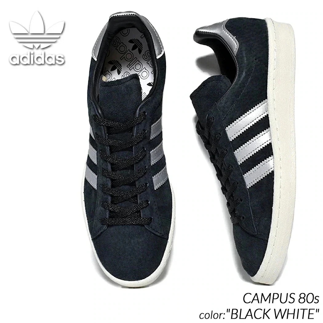 adidas CAMPUS 80s "BLACK WHITE" アディダス キャンパス スニーカー ( 黒 ブラック 白 ホワイト シルバー 銀 メタリック メンズ レディース samba サンバ g