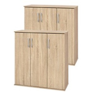 シューズラック2点セット スリムタイプ 幅約89cmナチュラル 棚板（1台）：（大）6枚（小）6枚 組立式