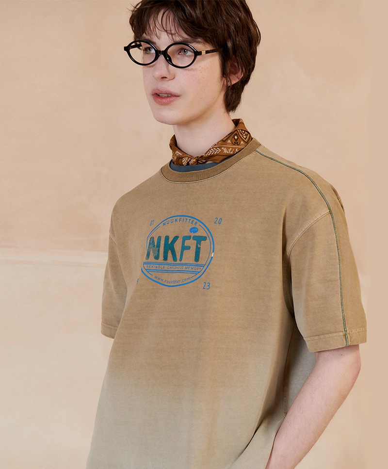 NKFT TWO TONE WASHING T-SHIRT [BEIGE]