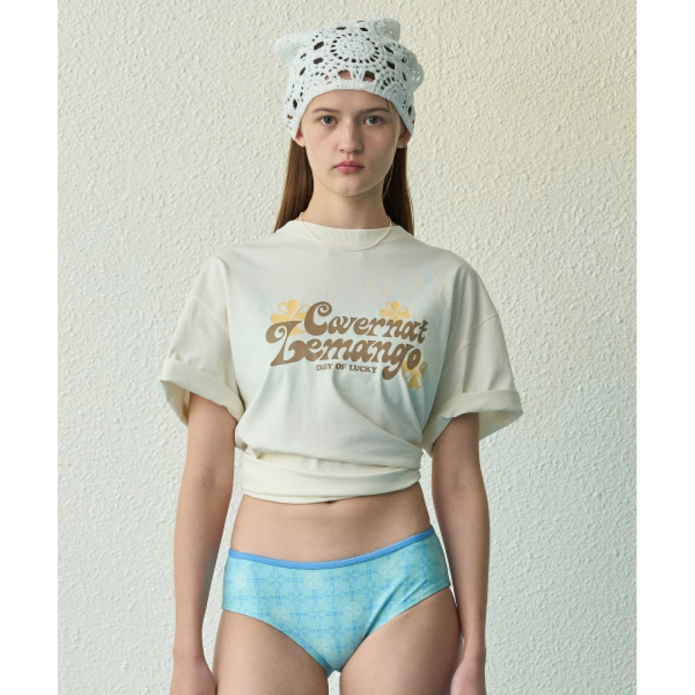 COVERNAT WOMAN [COVERNAT X LE MANGO] 女性用グラフィックオーバーフィットTシャツアイボリー