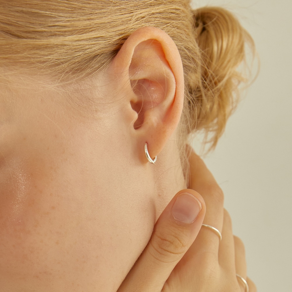 LUNNE シルバー 925 スリムベーシックワンタッチリングピアス #LSE03