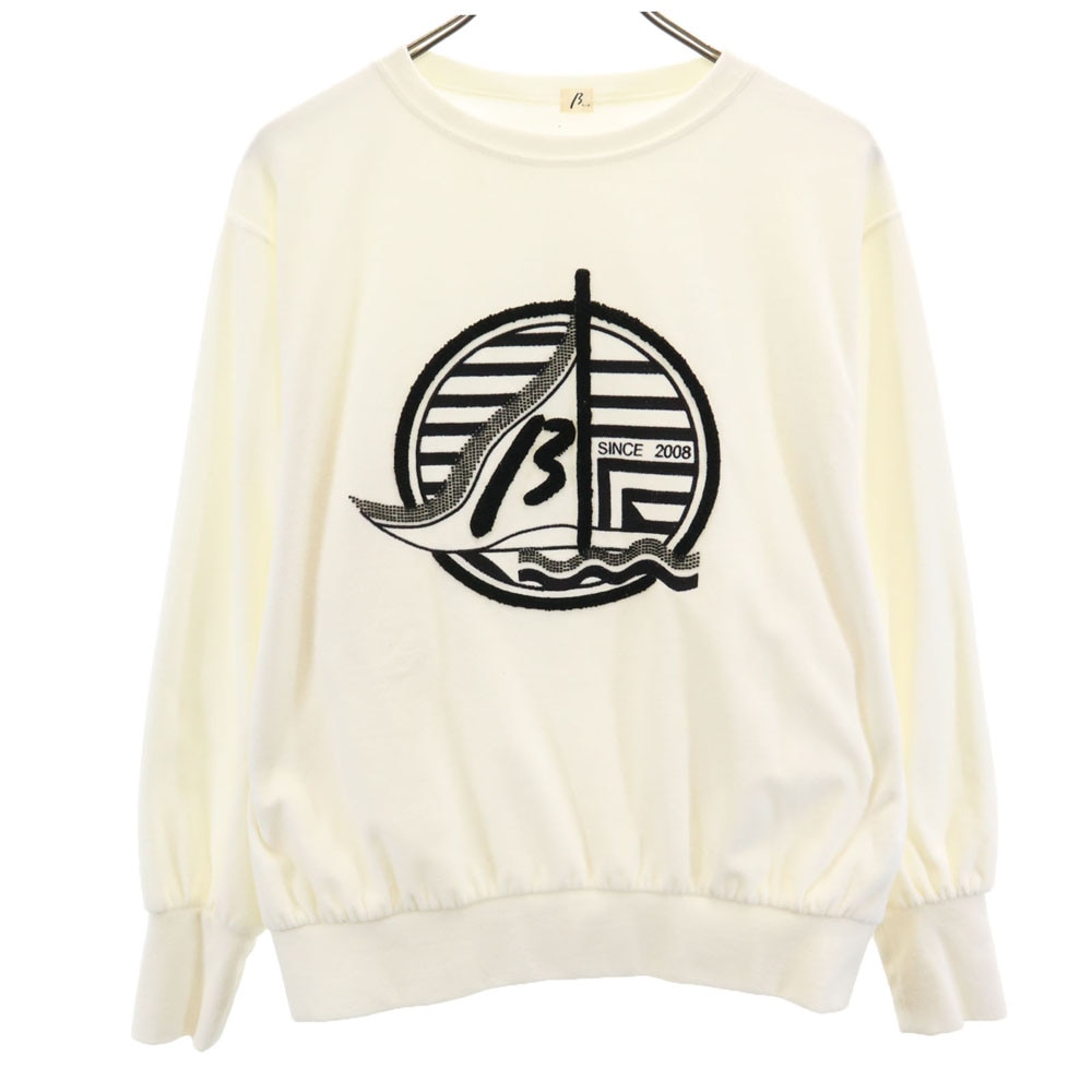 β ベータ 日本製 長袖 パイル地 トレーナー 9 ホワイト レディース 古着