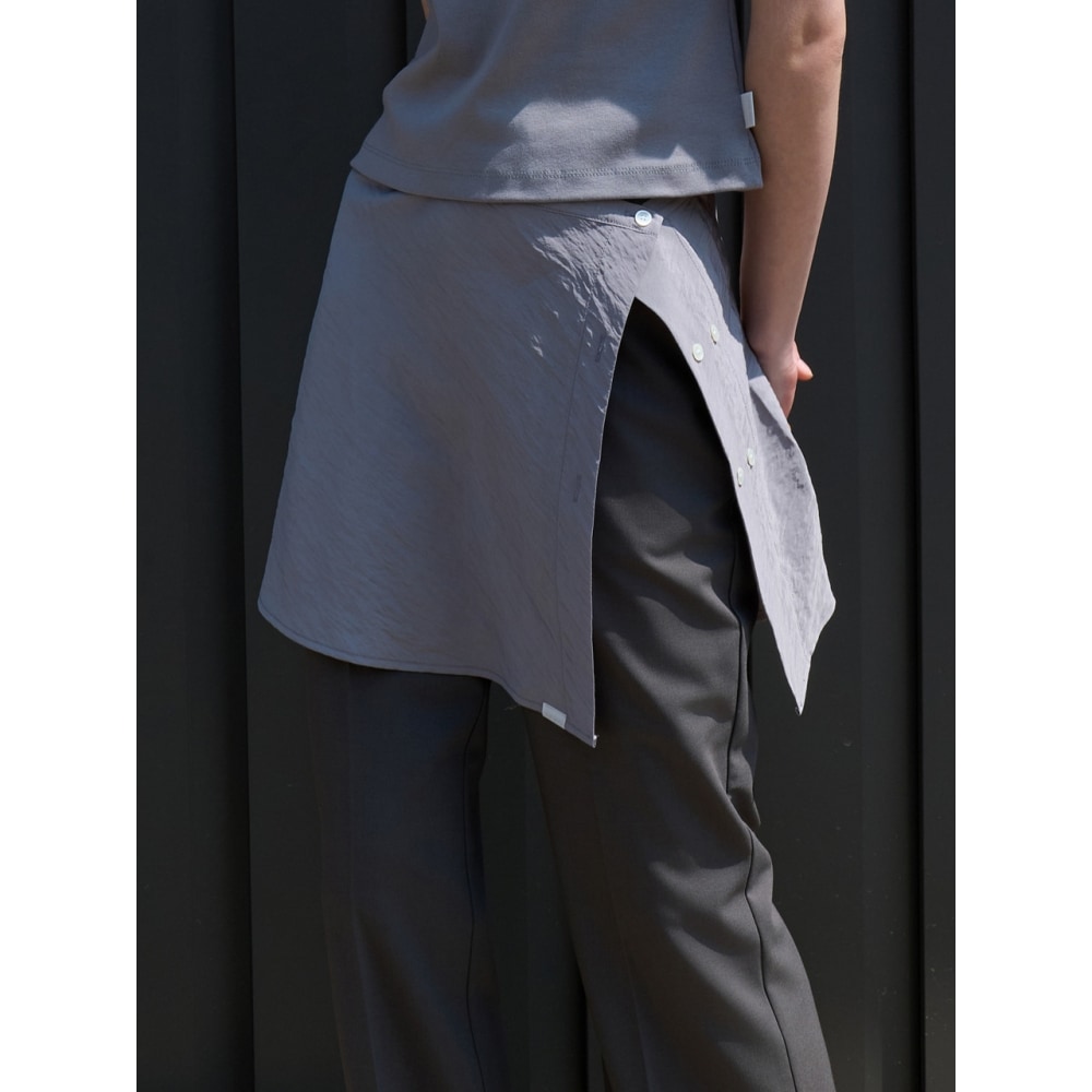 ouie レイヤードフェイクシャツスカートディープグレー OU1391