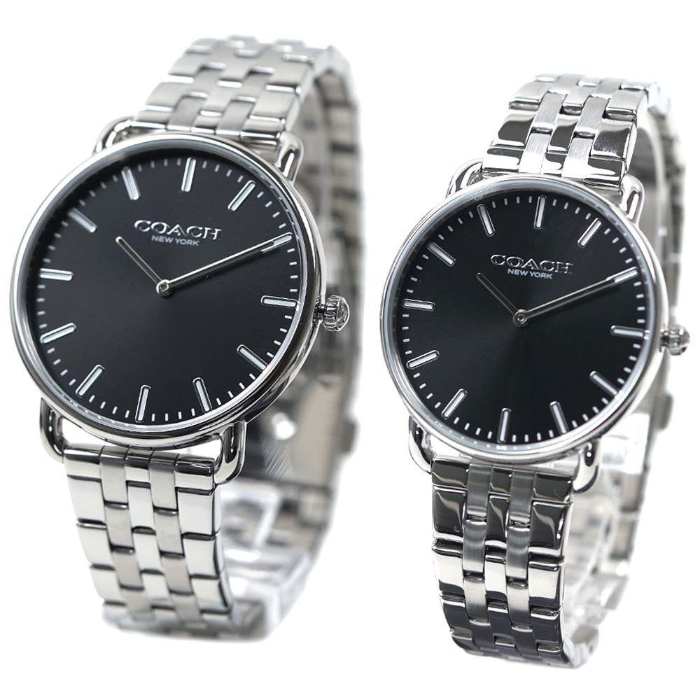 コーチ 腕時計 ペアウォッチ メンズ レディース セット ブラック シルバー ステンレススチール COACH ELLIOT 14000116