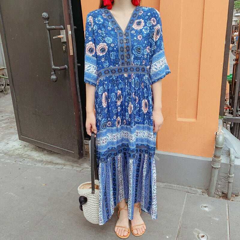 ワンピース チュニック 上着 人気 おすすめ おしゃれ お洒落 激安 安い プチプラ 半袖 スクエアネック オーバーサイズ マキシ　ロングスカート ふんわり 柄 プリント 花柄 lone02