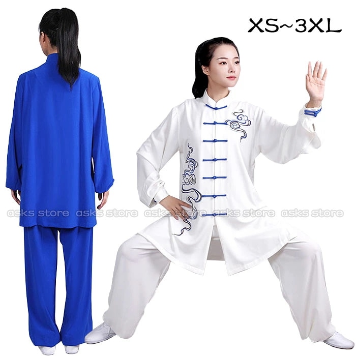 本日のプロモーション太極拳 服 男女兼用 練功服 太極拳ウェア 長袖 上下セット カンフーウェア 祥雲柄 競技着 太極拳服 茶服 武術服 ウーシュー チャイナ服 武術 功夫 ウェア 文化祭 学園祭 イ