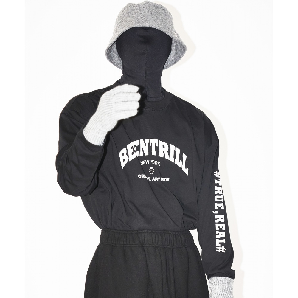 BEENTRILLアーチロゴオーバーフィットロングスリーブTシャツ（ブラック）