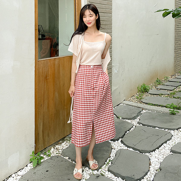 レルフ後ろバンディングロングチェックスカート60372ビッグサイズ