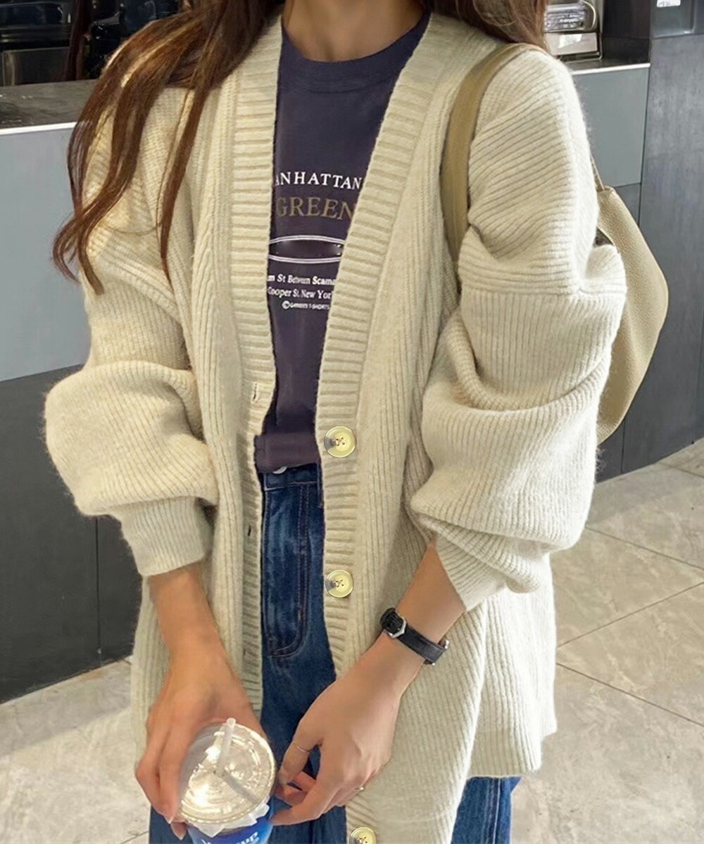 ニットカーディガン Vネック 中厚手秋冬 レディーストップス 長袖カーデ 無地セーター 羽織り シンプルアウター オフィスカジュアル オシャレ服 99BDFS-0 通勤通学