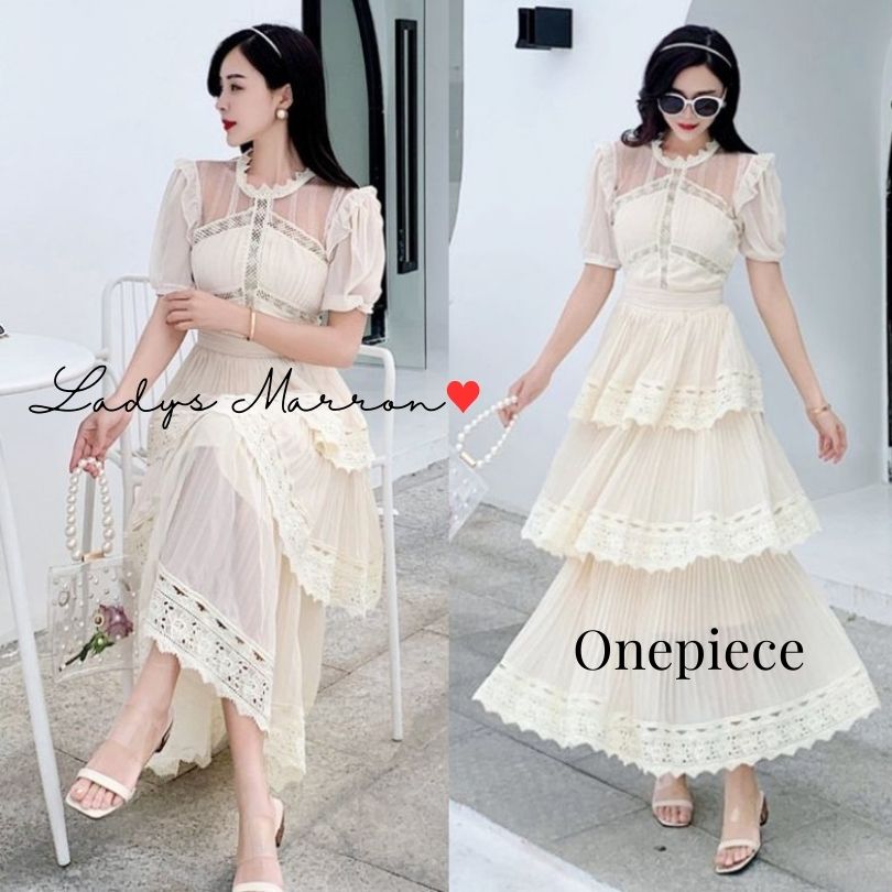 大流行のお呼ばれドレス 結婚式 お呼ばれワンピース パーティードレス 韓国 ドレス 白ドレス ホワイトドレス ティアードドレス ガーリードレス ロングワンピース ティアードワンピース 春 夏 半袖 長