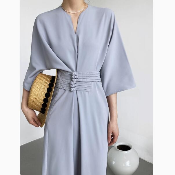 「爆買」夏 新作な半袖 ワンピース シンプル ロング 大人カジュアル ロング丈ワンピース きれいめ レディース おしゃれ オフィス 通勤 結婚式 ゆったり お洒落 通勤 30代 40代 着痩せ 母の日