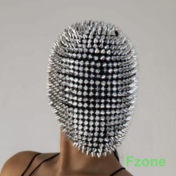 ハロウィン コスプレ パーティー マスク トゲトゲ 棘 フルフェイス シルバー ホラー 被り物 リアル ゴム製 本格的 誕生日 飾り付け 室内 置物 仮装