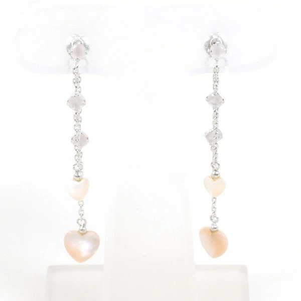 K14 14金 WG ホワイトゴールド ピアス シェル ムーンストーン ジュエリー 中古